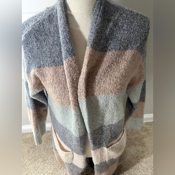 Women’s Cardigan Sweater size XS Long Multicolor Neutral Office Work Knit - Picture 2 of 8